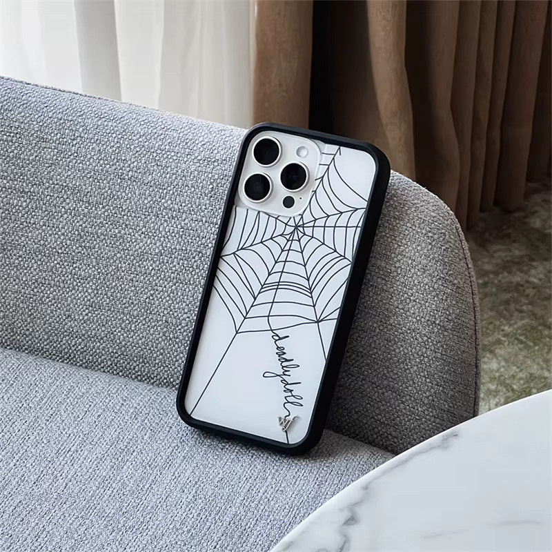 Wildflower 3D Web Englisches Totenkopf Handyhülle für iPhone 17 16 15 14 13 12 Pro Max Plus in Weiß - Bild 1