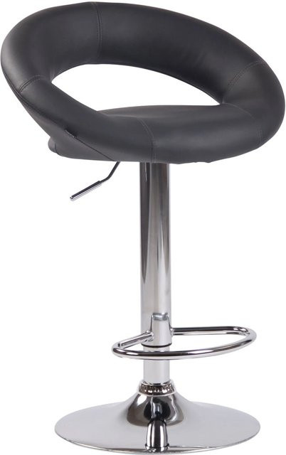 DELUKE Barhocker MEKIM in Grau mit Kunstleder und Silber, höhenverstellbarer Barstuhl mit Lehne und 360 Grad Drehbarkeit, B/T/H: 53 x 47 x 80 cm - Bild 1