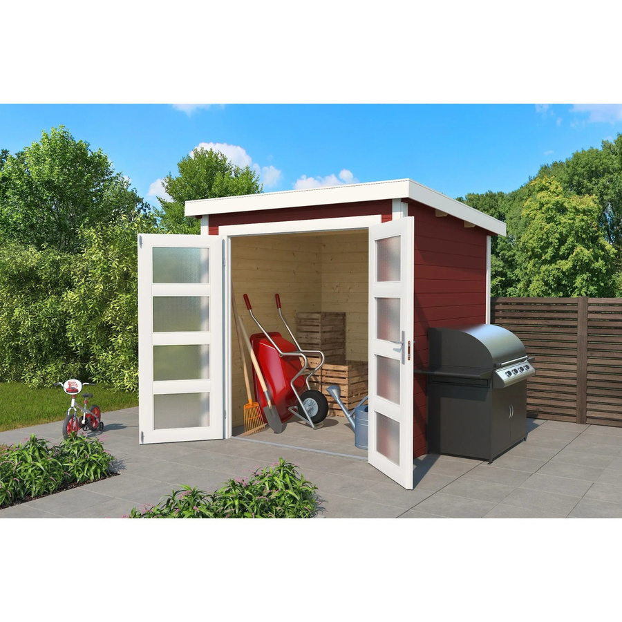 Lasita Gartenhaus Zambezi 1 aus Fichtenholz mit Flachdach in Schwedenrot, B/H/T: 220 x 210,9 x 224,6 cm - Bild 2