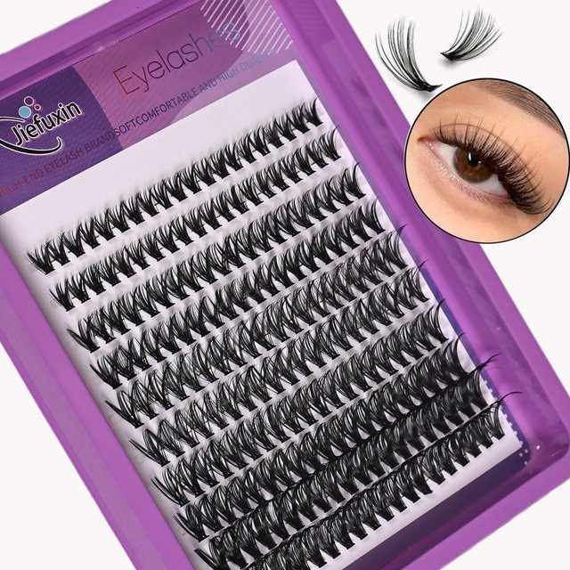 BLL.cf Wimperncluster, 200 Stück, Wispy-Wimpernverlängerung, 8–16 mm, D-Locken, Unisex - Bild 1