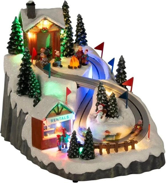 Konstsmide Weihnachts-Rodelbahn Szenerie mit 18 bunten RGB-LEDs für innen, B/T/H: 26 x 20,5 x 36 cm - Bild 1