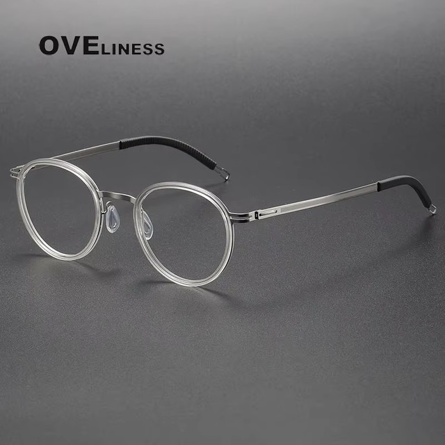 Runde Korrektionsbrille, Vollrand, Unisex, Acetat, Titan, Vintage Retro - Bild 1