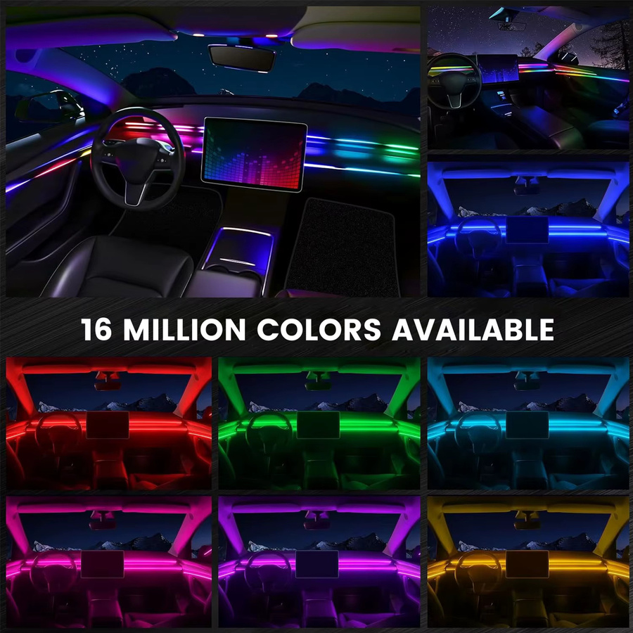 VASTFIRE RGB LED Auto-Ambientebeleuchtung mit App- und Fernbedienung, Neon-Flex Lichtleisten mit Musiksynchronisierung und 16 Millionen Farben, Multicolour - Bild 2