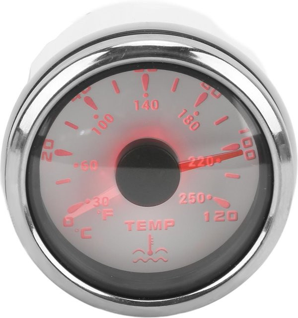 GoolRC Wassertemperaturanzeige mit 7 Farben Hintergrundbeleuchtung, IP67 Wasserdicht, Zeigeranzeige Messgerät für Boote und Wohnmobile, Weiß - Bild 1
