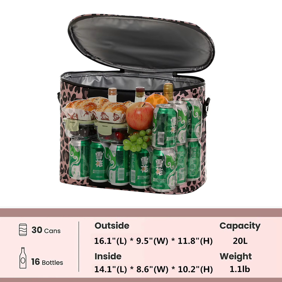 Isolierte Thermo-Umhängetasche von DANCURKEY in Multicolour, wasserdichte Kühlbox für Damen und Herren mit Leopard-Design - Bild 3