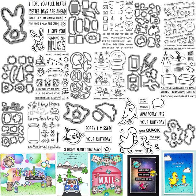 Weihnachten Bastelset mit transparenten Stempeln und Metall-Schneideformen für DIY Scrapbooking und Dekoration - Bild 1