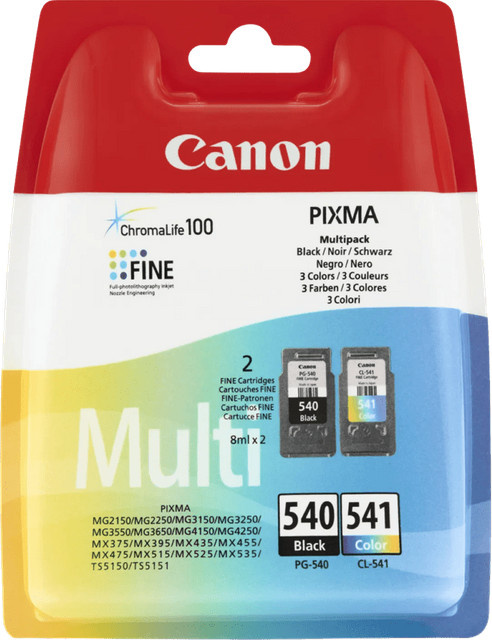 Canon PG-540 und CL-541 Tintenpatronen Multipack für Inkjet-Drucker, Mehrfarbig - Bild 1