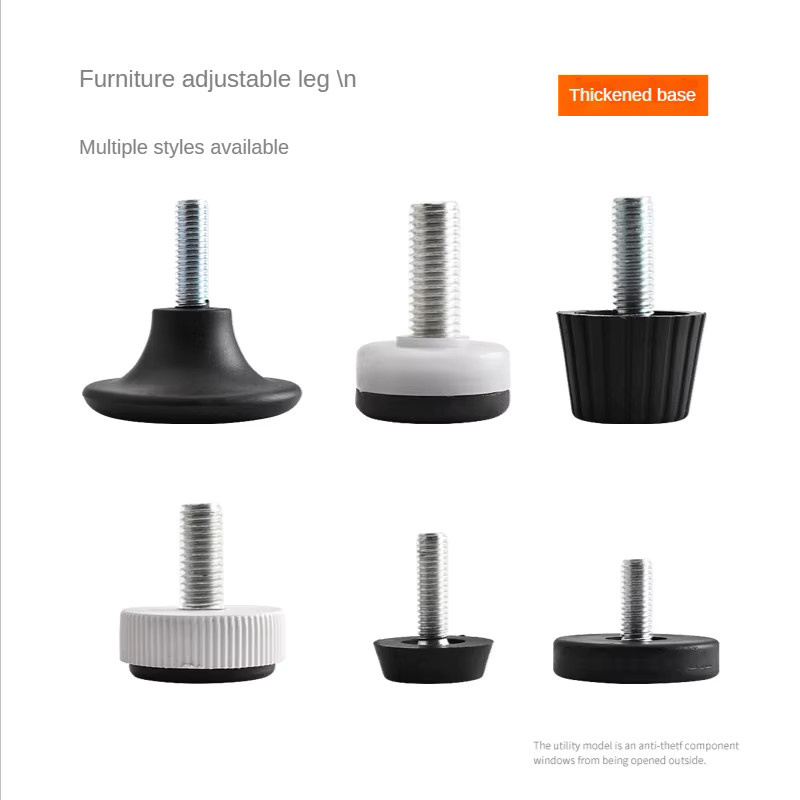 4er Set Einstellbare Nivellierung Stuhl Bein Füße in Schwarz mit M6 und M8 Schrauben als Möbel Matte und Bodenschutz Anti-slip Pad für Sofa Bett Schrank und Tisch - Bild 5
