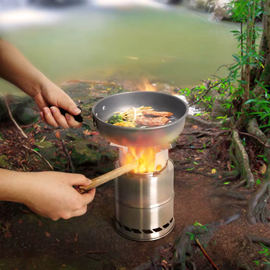 LISM Tragbarer Mini-Campingkocher aus Edelstahl mit Holzverbrennung in Silber - Bild 3