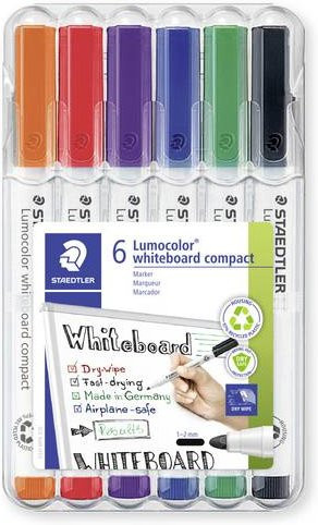 Staedtler Lumocolor Whiteboardmarker Set, 6er Pack, Mehrfarbig, 1-2 mm Strichstärke - Bild 1