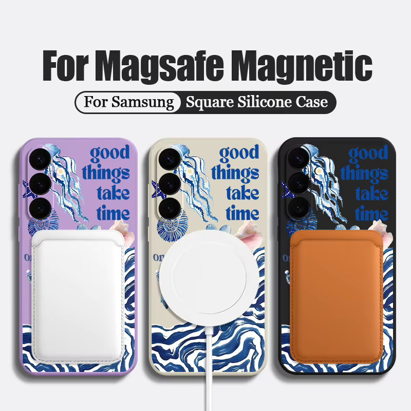 Magnetische weiche Schutzhülle mit Meeresschildkröte in Wellen für Samsung Galaxy S25 S24 S23 S22 Ultra Plus und S24 FE, Farbe: Weiß, MagSafe kompatibel - Bild 2
