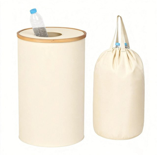 Relaxdays Pfandflaschen Sammelbehälter aus Baumwolle in Beige, Waschbar, B: 75 cm, T: 40 cm - Bild 1