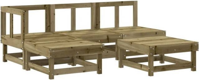 vidaXL 5-tlg Garten-Lounge-Set aus imprägniertem Kiefernholz in Braun mit Polstern und L-Form - Bild 1
