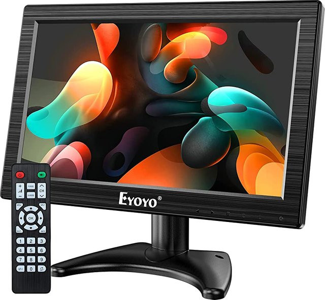 Eyoyo 12 Zoll TFT-LCD-Monitor in Schwarz mit HD-Auflösung, HDMI, USB-C, AV, BNC und VGA sowie integrierten Lautsprechern - Bild 1