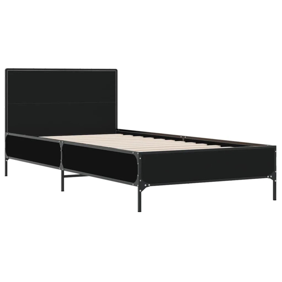 vidaXL Bettgestell Schwarz aus Holzwerkstoff und Metall - Bild 2