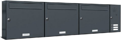 AL Briefkasten-System für 3 Parteien, Aufputzmontage, grau, B/H/T: 153,122 x 34,5 x 11,6 cm - Bild 1
