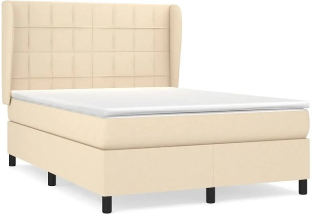 vidaXL Boxspringbett mit Matratze Hybrid-Design in Creme und Beige, B/T/H: 140 x 190 cm - Bild 1