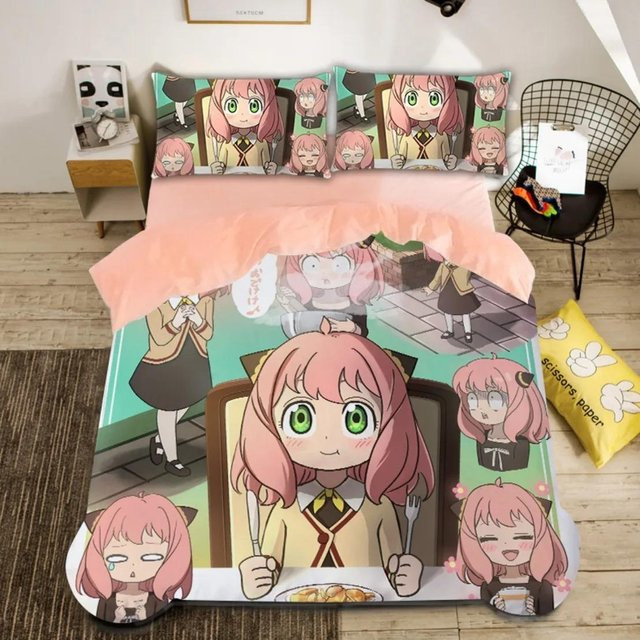 Spy x Family Bettwäsche-Set Anya Motiv, mehrfarbiges Microfaser-Bettbezug-Set mit Kissenbezug, Breite: 135 cm, Tiefe: 200 cm - Bild 1