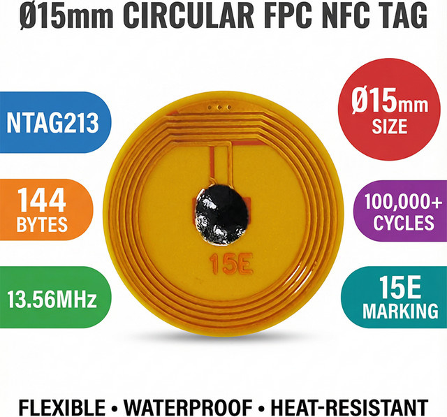 NXP NTAG213 FPC RFID-Tag, Mini NFC Tag, flexibel, Hochfrequenz, Durchmesser: 15 mm - Bild 1