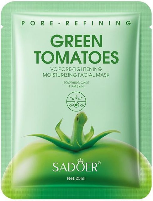 SADOER Grüne Tomate VC Maske, Vitamin C, Kollagen, Aloe Vera, Normale Haut - Bild 1