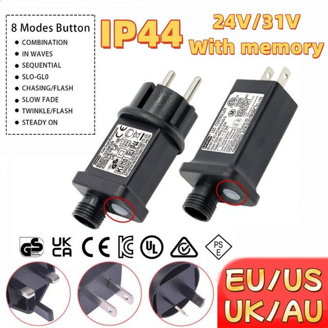 GAHADA LED Treiber Netzteil mit 8 Modi, IP44 Transformator Adapter für 24V, Schwarz - Bild 1