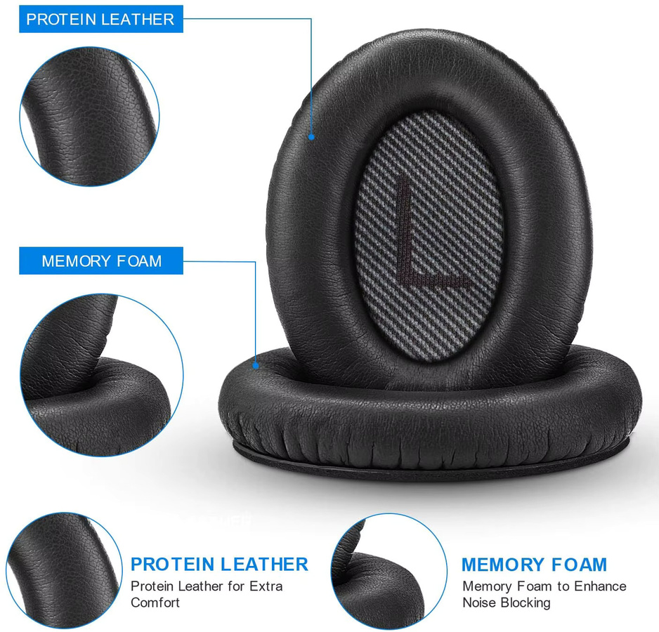 Bose Ersatz-Ohrpolster aus Memory-Schaum für QuietComfort 35, 35 II und QC45 Kopfhörer in Schwarz - Bild 1