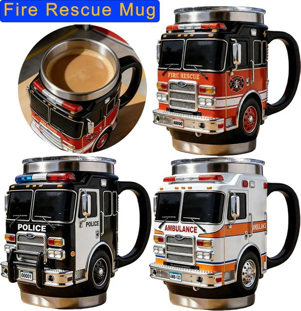 Feuerwehr Kaffeetasse mit kreativem LKW Design von KITPIPI - Bild 1