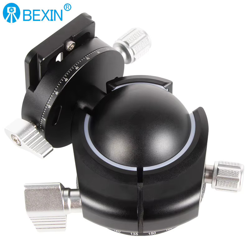 BEXIN Stativ-Kugelkopf in Schwarz mit extrem niedrigem Profil, doppelter U-Kerbe und Dämpfungseinstellung, Höhe: 55 mm bis 28 mm - Bild 2