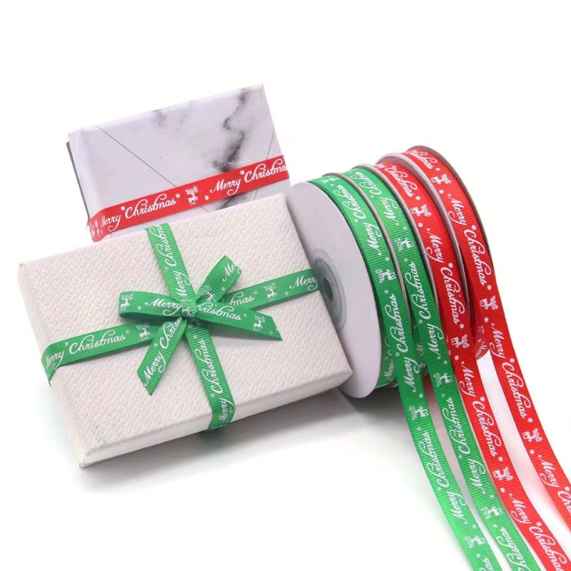 5 Rollen Weihnachts-Ripsband zum Basteln und Verpacken von Geschenken, 25 Yards pro Rolle, Mehrfarbig - Bild 2