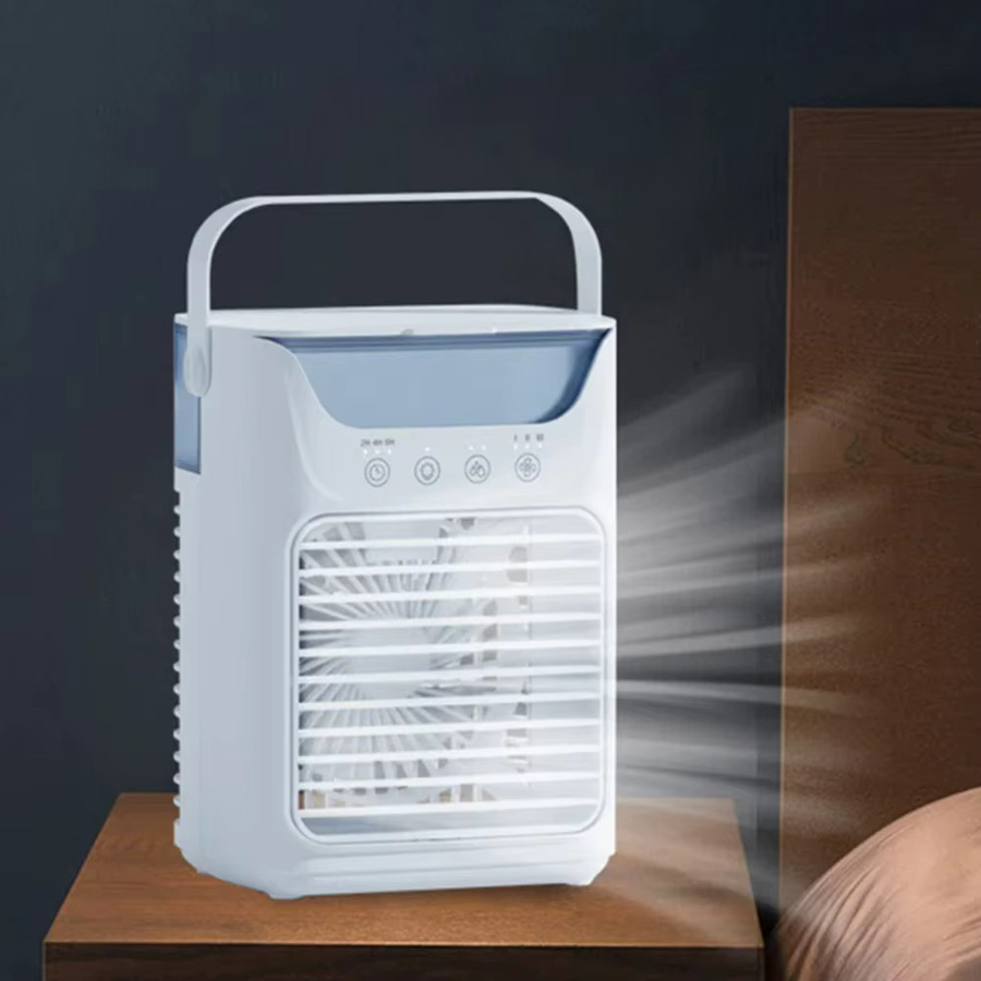 BALASHOV Tragbarer Mini-Klimaanlagen-Ventilator mit Sprühbefeuchter, 3 Windgeschwindigkeiten, 650ml Wassertank, Weiß - Bild 3