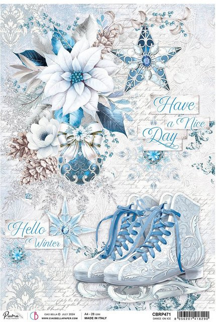 Motiv-Strohseide Ciao Bella Elegance of Blue - Dance of Ice in Blau, Format A4 - Bild 1
