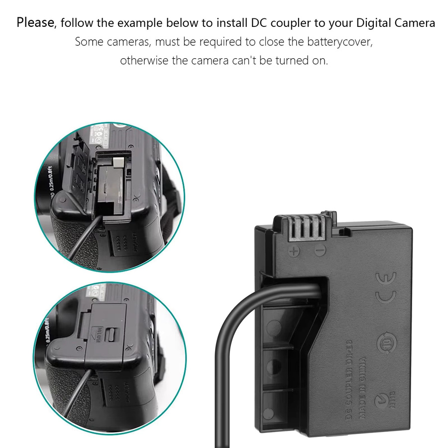 DR-E8 LP-E8 Dummy-Akku mit USB-Typ-C-Netzteil für Canon EOS Kameras in Schwarz - Bild 4