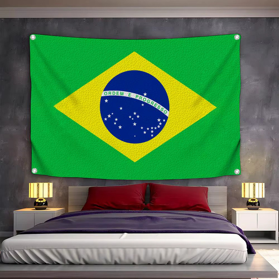 Famosu Brasilien-Flagge als minimalistisches Outdoor-Gartenbanner aus Textil in Schwarz und Mehrfarbig, Hängeschild für Heim- und Ladendekoration - Bild 3