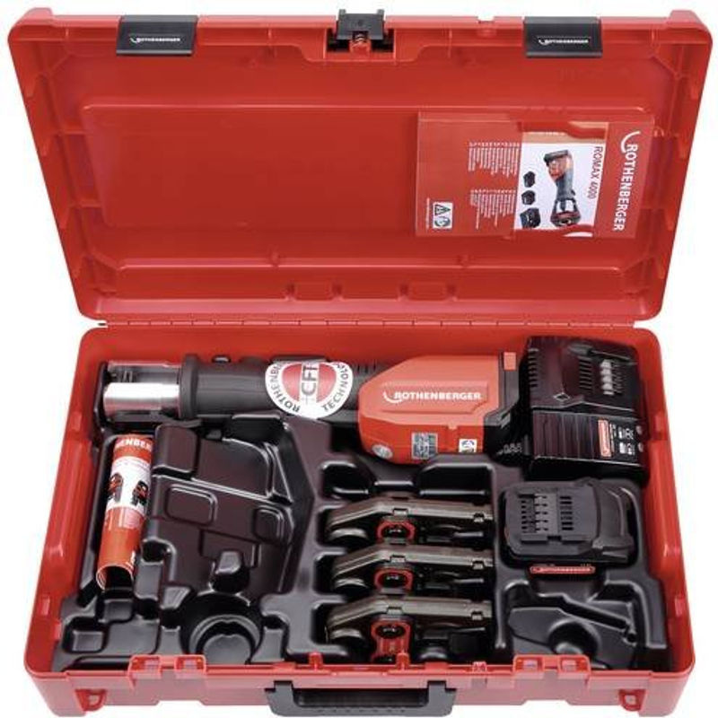 Rothenberger Akku-Pressmaschine ROMAX 4000 Set mit Pressbacken TH 16-20-26 mm und 4Ah Akku in Rot - Bild 2
