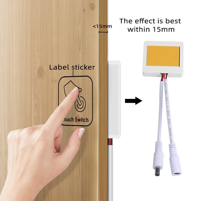GEDLUZI Ultradünner LED-Touchsensor mit stufenloser Dimmfunktion, 12V 5A 60W, berührungsempfindlicher Schalter für Holz, Marmor und Keramik - Bild 1