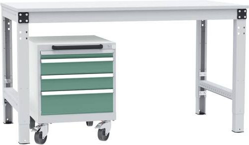 Manuflex BASETEC Schubfachschrank mobil, graugrün, 4 Schubfächer, abschließbar und rollbar - Bild 1