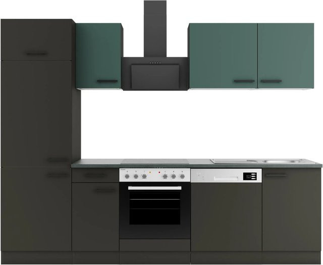 OPTIFIT Küchenzeile Verona405/Madrid420 in Steingrün und Anthrazit, Breite: 270 cm - Bild 1