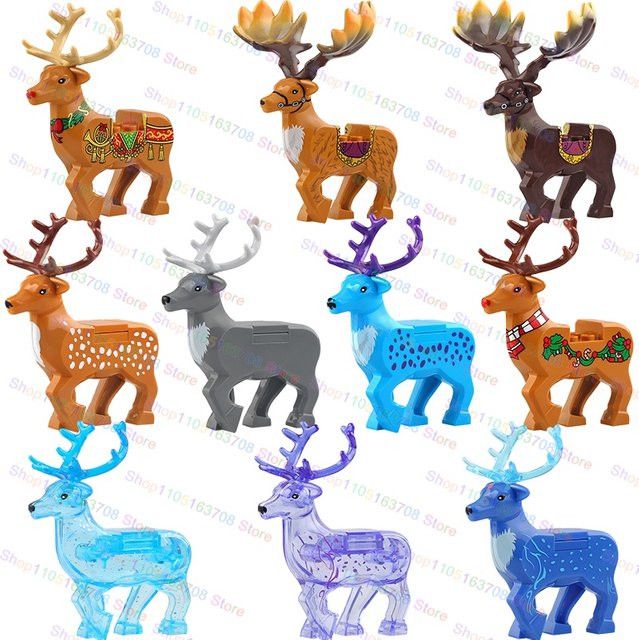 DR.TONG BrickXmas Tiere Serie MOC Baustein Modell mit Hirsch, Elch und Rentier in Multicolor als Weihnachtsgeschenk für Kinder - Bild 1
