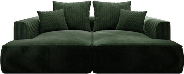 Vente-unique Sofa Pineta in Grün mit Cord-Bezug, Breite: 230 cm - Bild 1