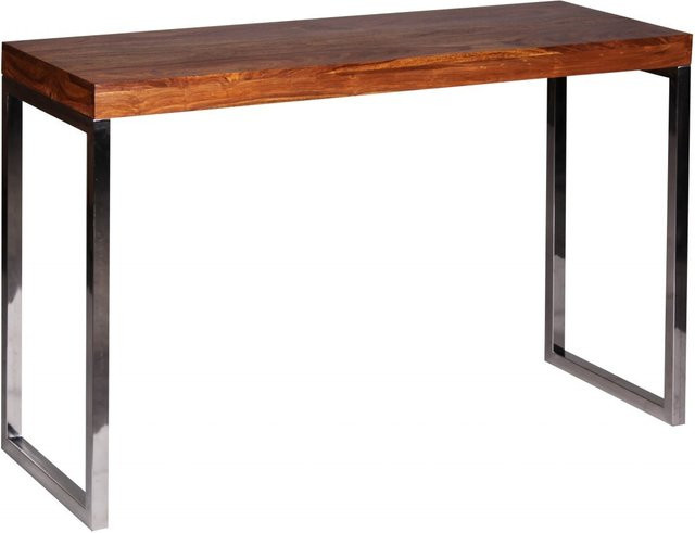Wohnling Konsolentisch aus Sheesham Massivholz in Braun mit Chrom-Elementen B/T/H: 120 x 45 x 77 cm - Bild 1