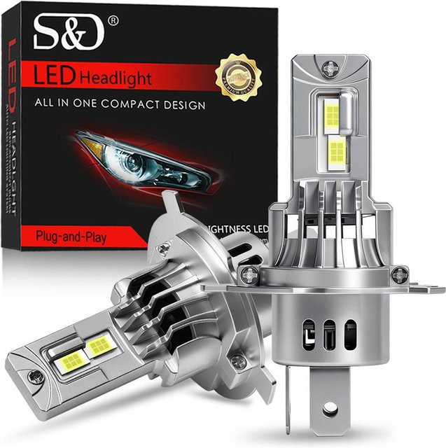 2 Stück H4 LED-Scheinwerferlampen für Auto und Motorrad mit Canbus, 30000LM, 6500K Weiß, grau - Bild 1