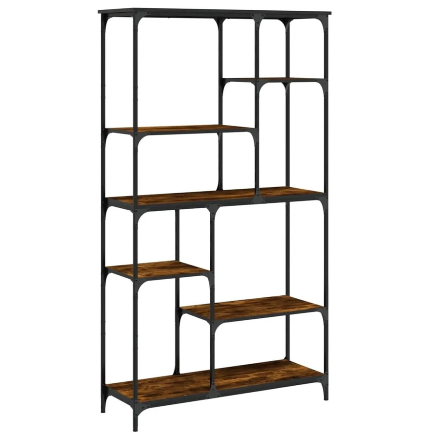 vidaXL Bücherregal im Industrie-Stil aus Holzwerkstoff und Stahl, Räuchereiche, Braun, B/T/H: 99 x 35,5 x 176 cm - Bild 2