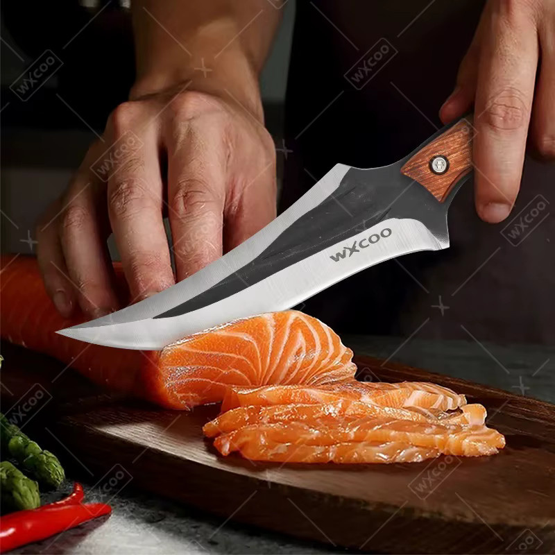 WXCOO Handgefertigtes Allzweckmesser aus Holz mit Multicolour-Akzenten als Ausbeinmesser, Metzgermesser und Kochmesser für Fleisch, Gemüse und Fisch - Bild 2