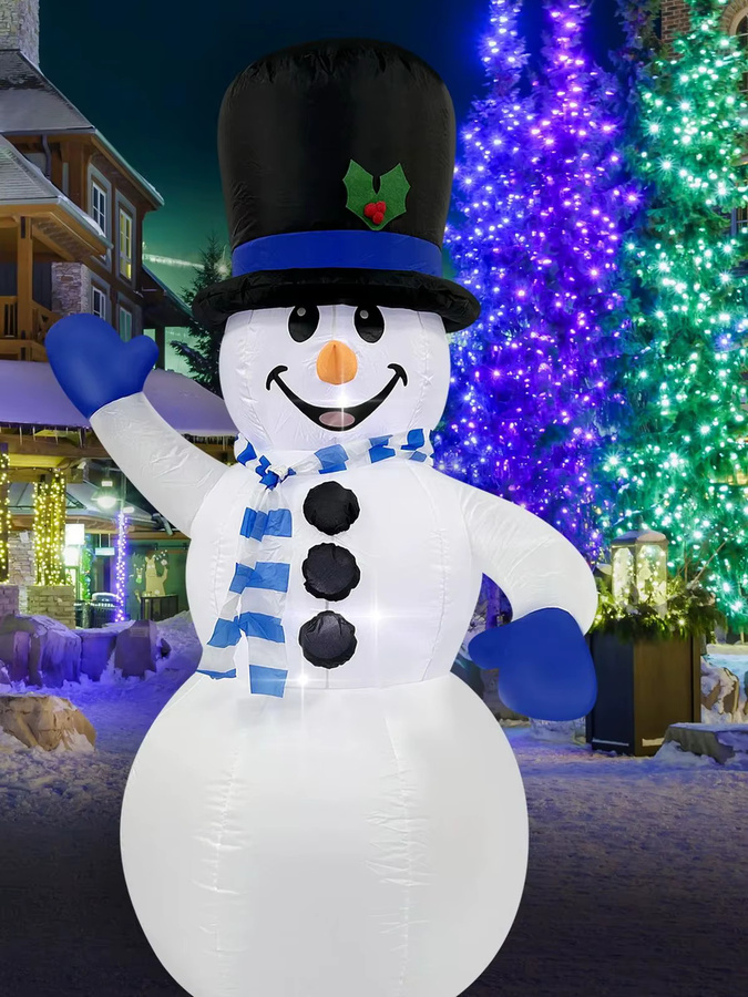 Aufblasbarer Weihnachts-Schneemann von WAYDEKO, LED-beleuchtet, Blau/Weiß, Höhe: 180 cm - Bild 6