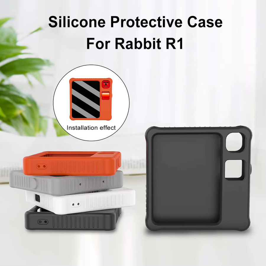 APWIKOGER Silikon-Schutzhülle für Rabbit R1 AI Pocket PC in Weiß, kratzfeste und tragbare Anti-Fall-Abdeckung - Bild 5