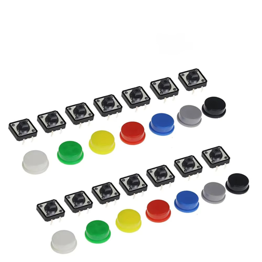 100er Set Tactile Push Button Micro Switch Momentary für Arduino und Raspberry Pi, Multicolor, B/T/H: 1,2 x 1,2 x 0,73 cm - Bild 1