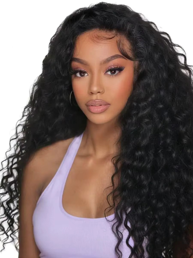 UVEOUS 3-in-1 Halbperücke, Jerry Curl, Echthaar, 30 Zoll, 200 Dichte - Bild 8