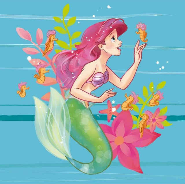 Disney Fototapete Arielle Die Meerjungfrau Vlies in Blau Rosa und Grün B x H: 250 x 250 cm - Bild 1