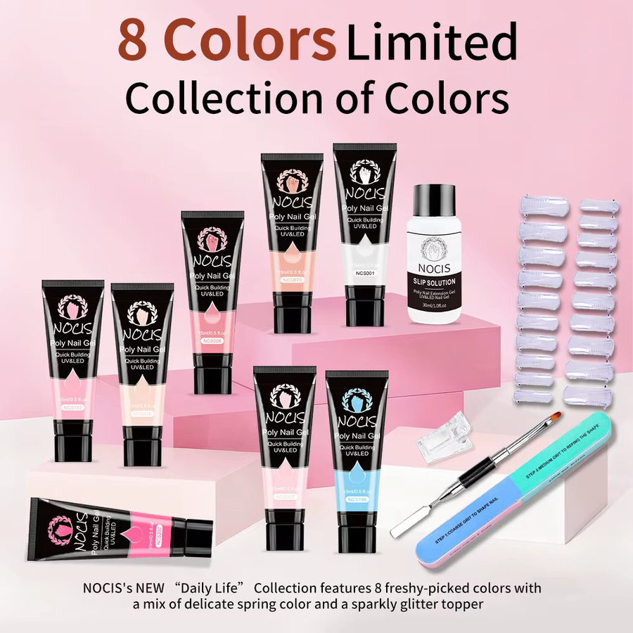 NOCIS Poly Gel Nagel-Set, 8 Farben, Glänzend - Bild 2