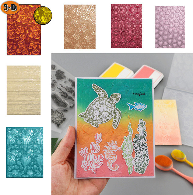 3D Relief Prägeordner mit Knopf-Blumenmuster aus Kunststoff für Scrapbooking und Papierhandwerk in Multicolour - Bild 1